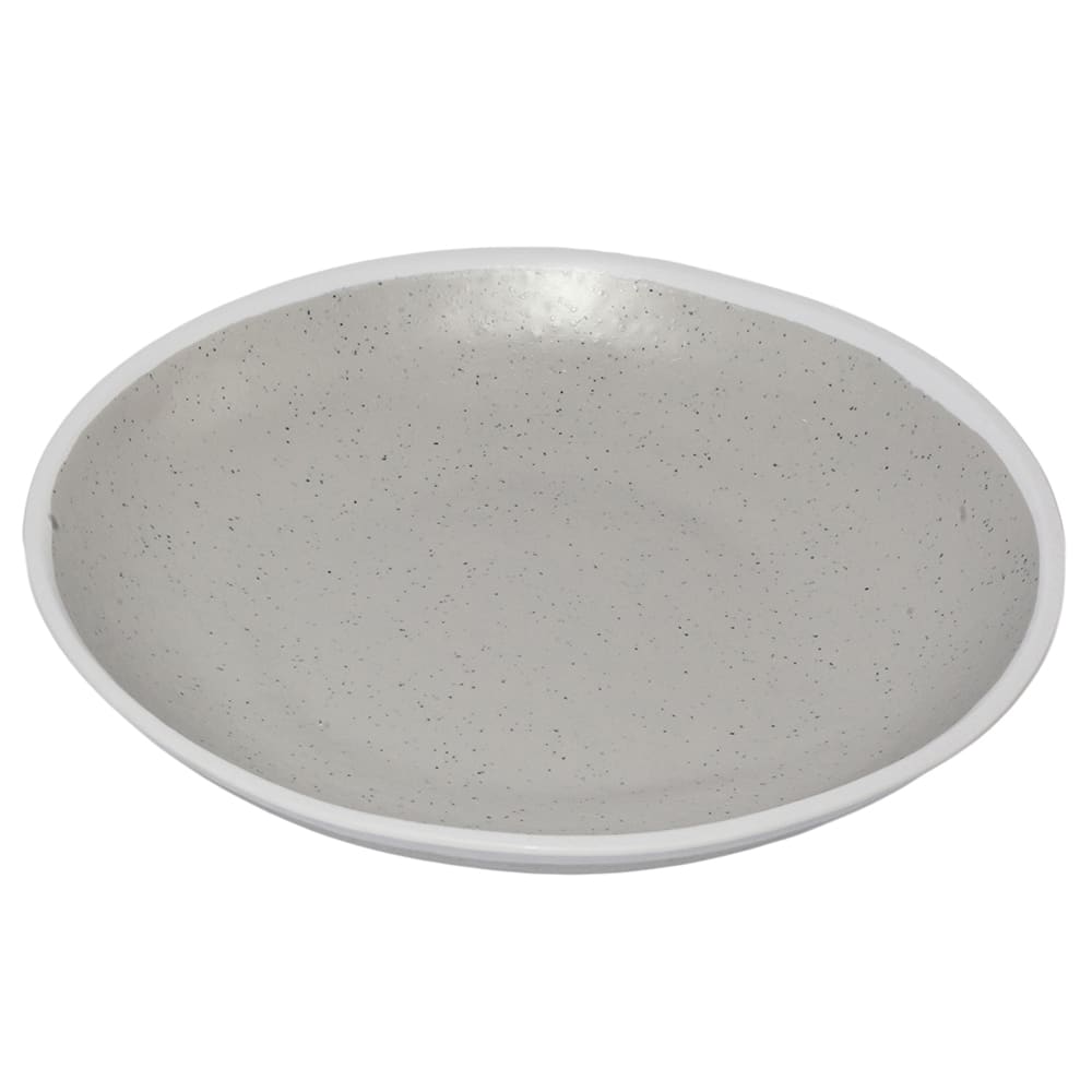 284-P100DVG 1 qt Round Melamine Soup Plate, Dove Gray w/ White Trim