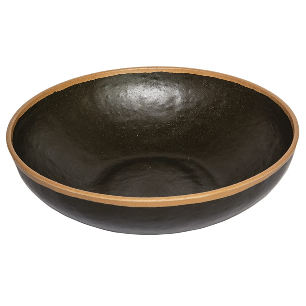 284-B320BR 4 qt Round Melamine Display Bowl, Brown w/ Clay Trim