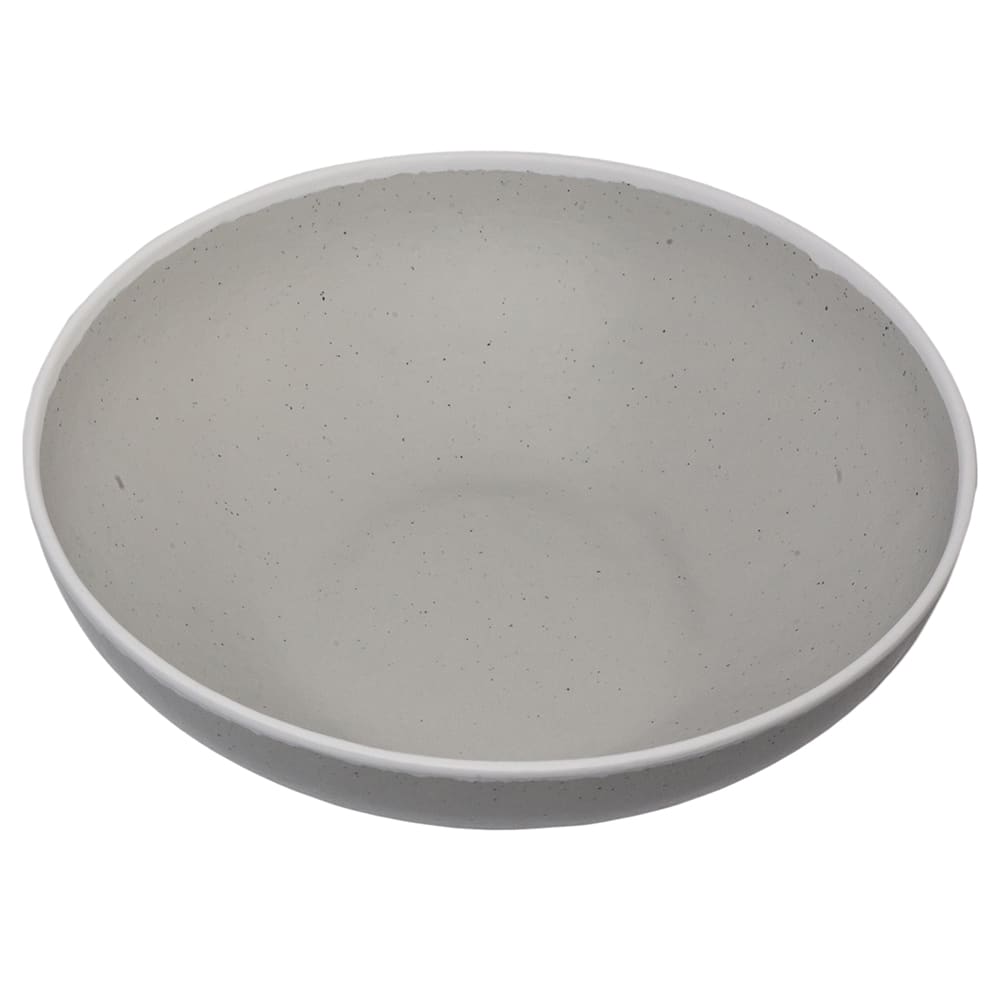 284-B330DVG 5 1/2 qt Round Melamine Display Bowl, Dove Gray w/ White Trim