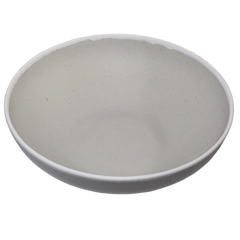 284-B350DVG 10 qt Round Melamine Display Bowl, Dove Gray w/ White Trim