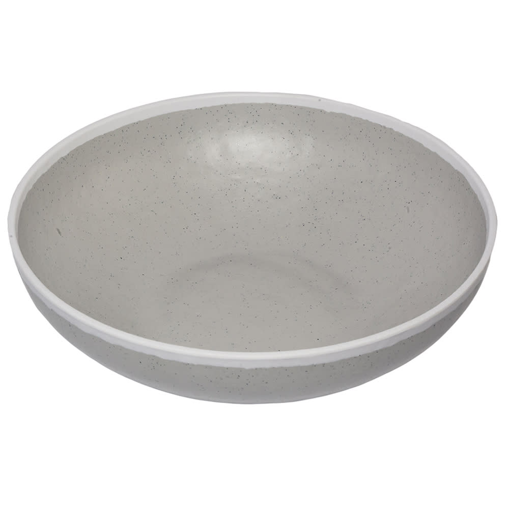 284-B320DVG 4 qt Round Melamine Display Bowl, Dove Gray w/ White Trim
