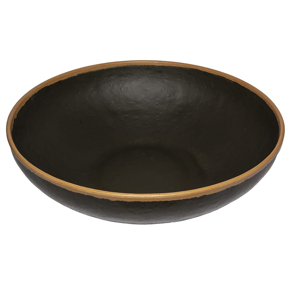 284-B350BR 10 qt Round Melamine Display Bowl, Brown w/ Clay Trim