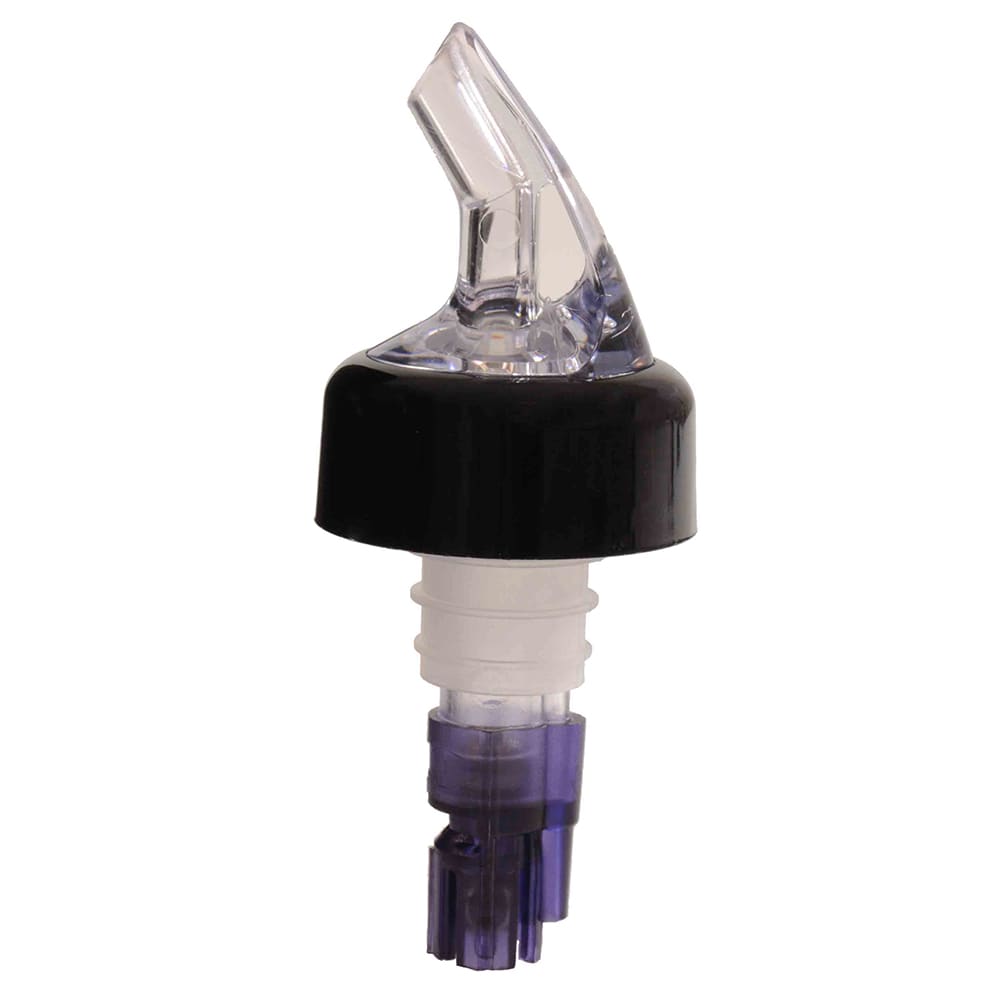 438-PLPR113C 1 1/8 oz Measured Liquor Pourer w/ Purple Tail, Black Collar