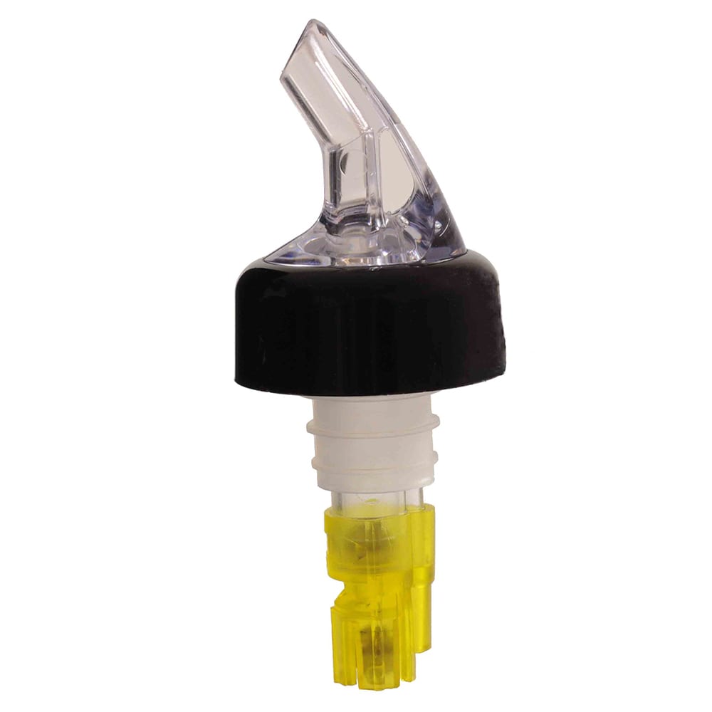 438-PLPR150C 1 1/2 oz Measured Liquor Pourer w/ Yellow Tail, Black Collar