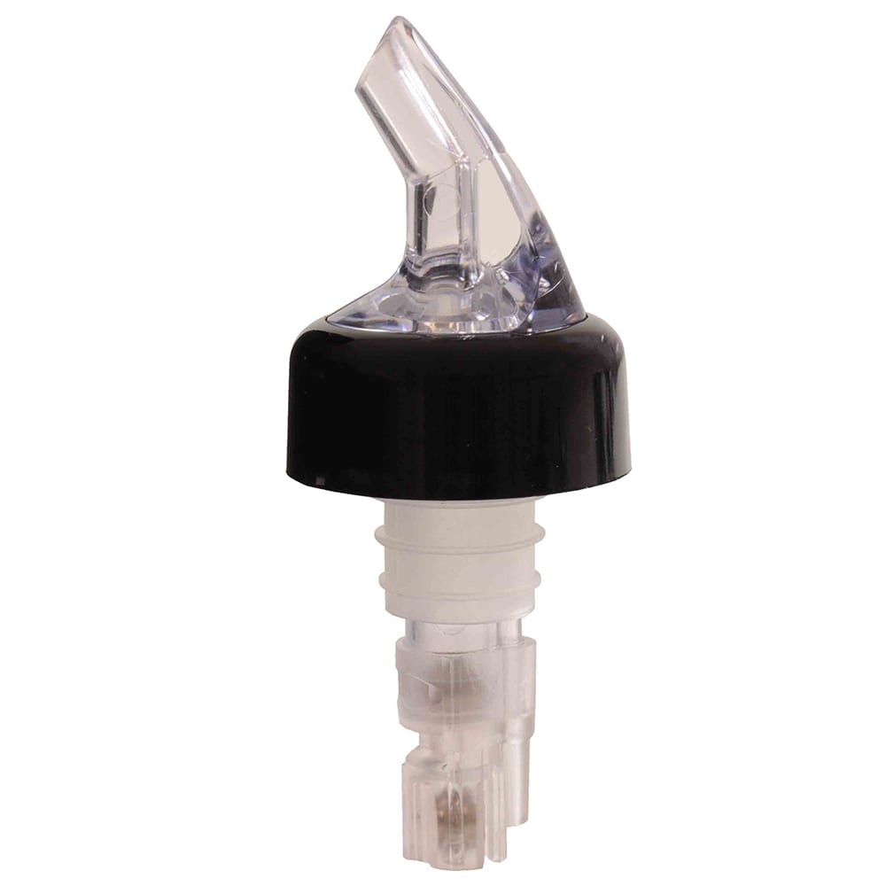 438-PLPR125C 1 1/4 oz Measured Liquor Pourer, Clear w/ Black Collar