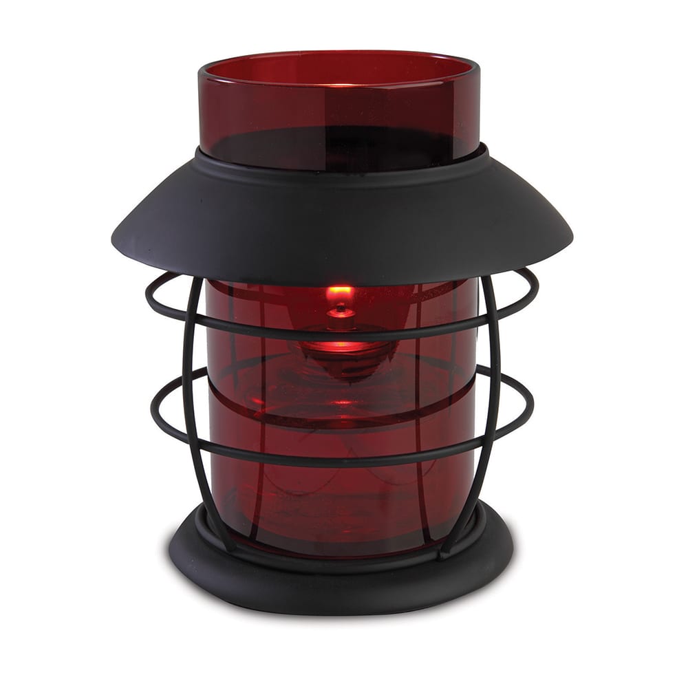Sterno 80398 Hyannis Outdoor Candle Lamp - 5"D x 5 1/2"H, Red Glass/Black Base