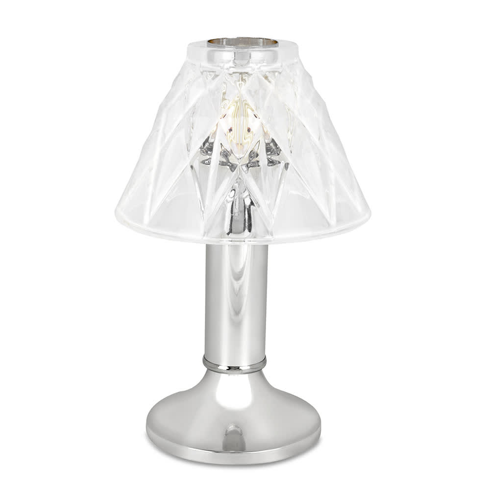 Sterno 80476 Paige Candle Lamp - 4 3/8"D x 9 15/16"H, Adeline Glass/Chrome Base