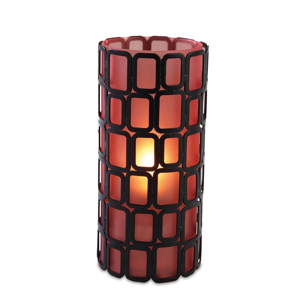 637-80332 Ayer Candle Lamp - 2 13/16"D x 6"H, Glass, Orange Frost