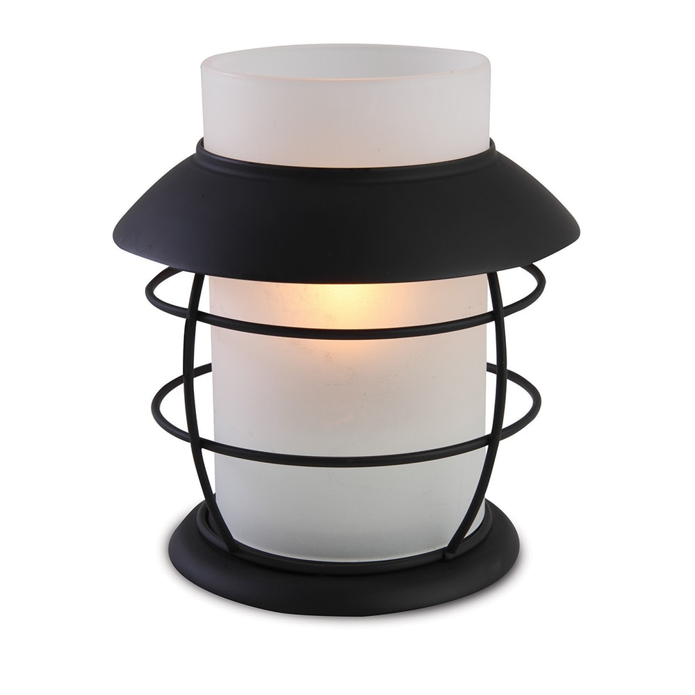 Sterno 80396 Hyannis Outdoor Candle Lamp - 5"D x 5 1/2"H, Clear Resin/Black Base