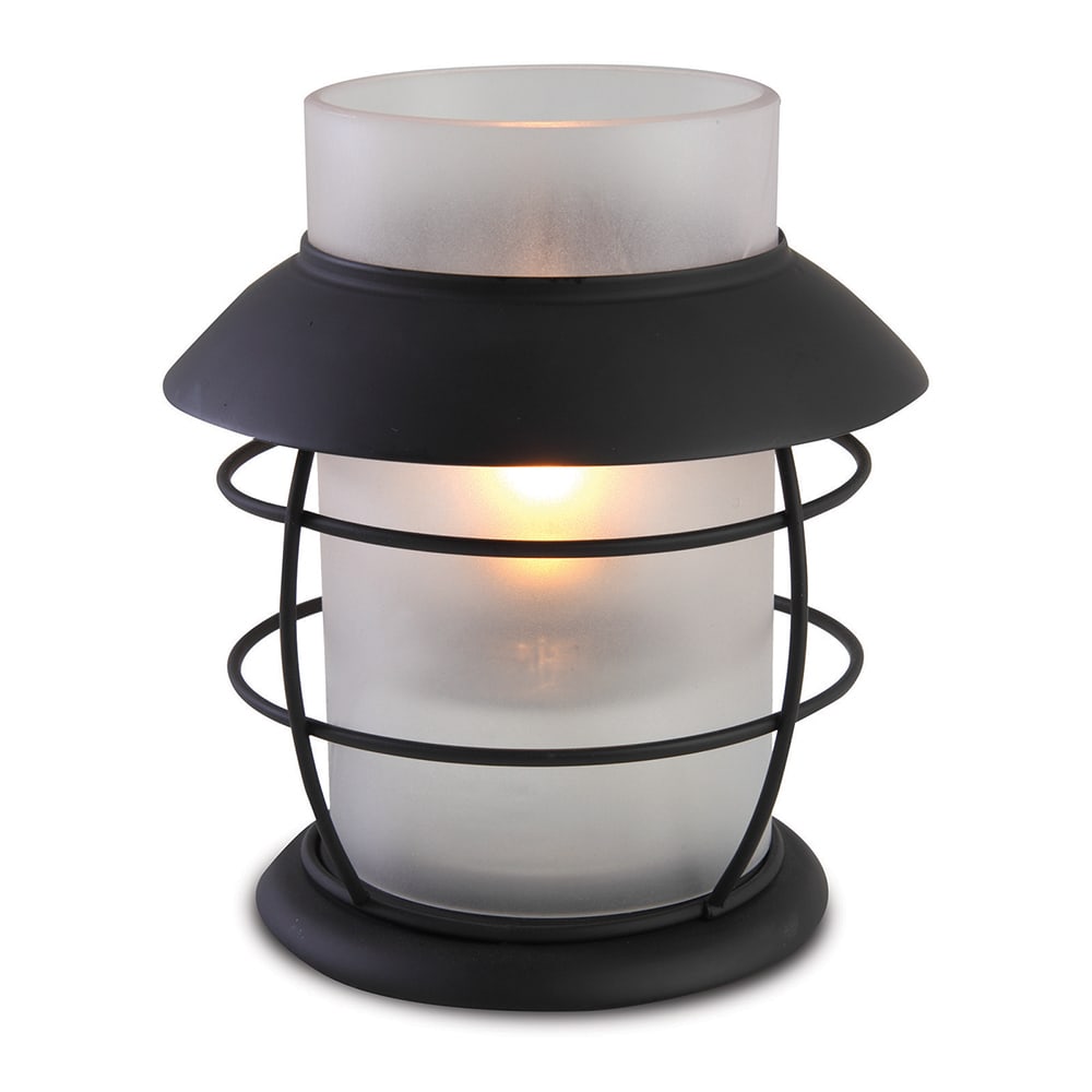 Sterno 80394 Hyannis Candle Lamp - 4 15/16"D x 5 1/2"H, Clear Glass/Black Base
