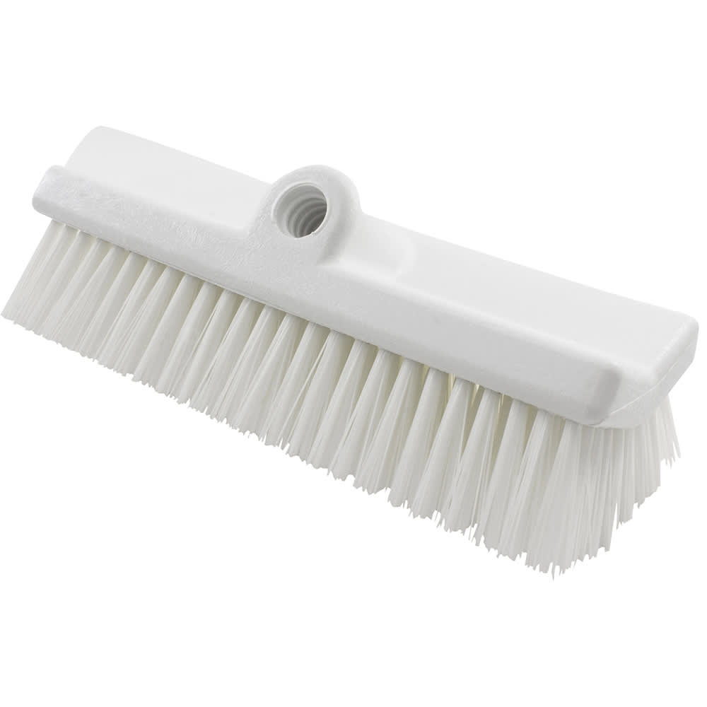 028-40423EC25 10" Dual Surface Floor Scrub Brush Head - Split Shape, Poly/Plastic, Tan
