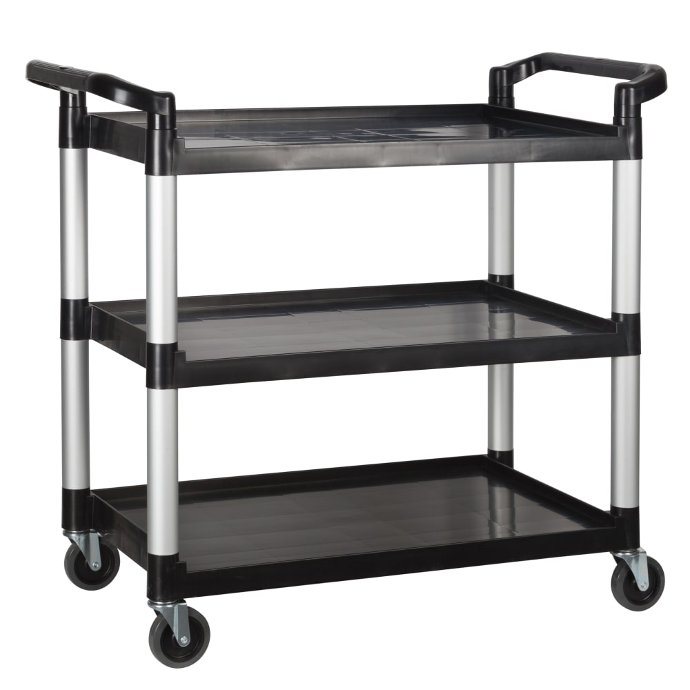 080-UC3019K 3 Level Plastic Utility Cart w/ 400 lb Capacity, Raised Ledges