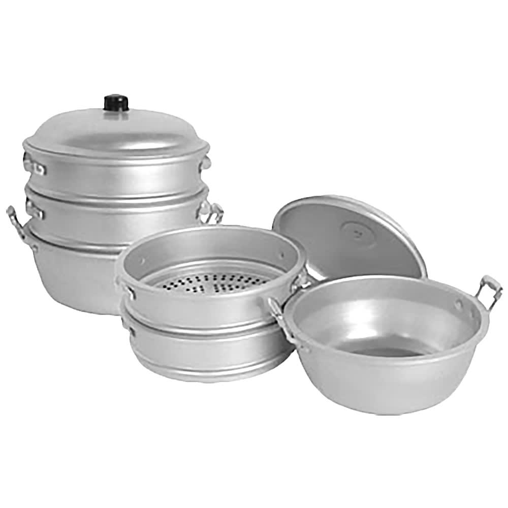 438-ALST001 11 3/8" Round Chinese Steamer Set, Aluminum