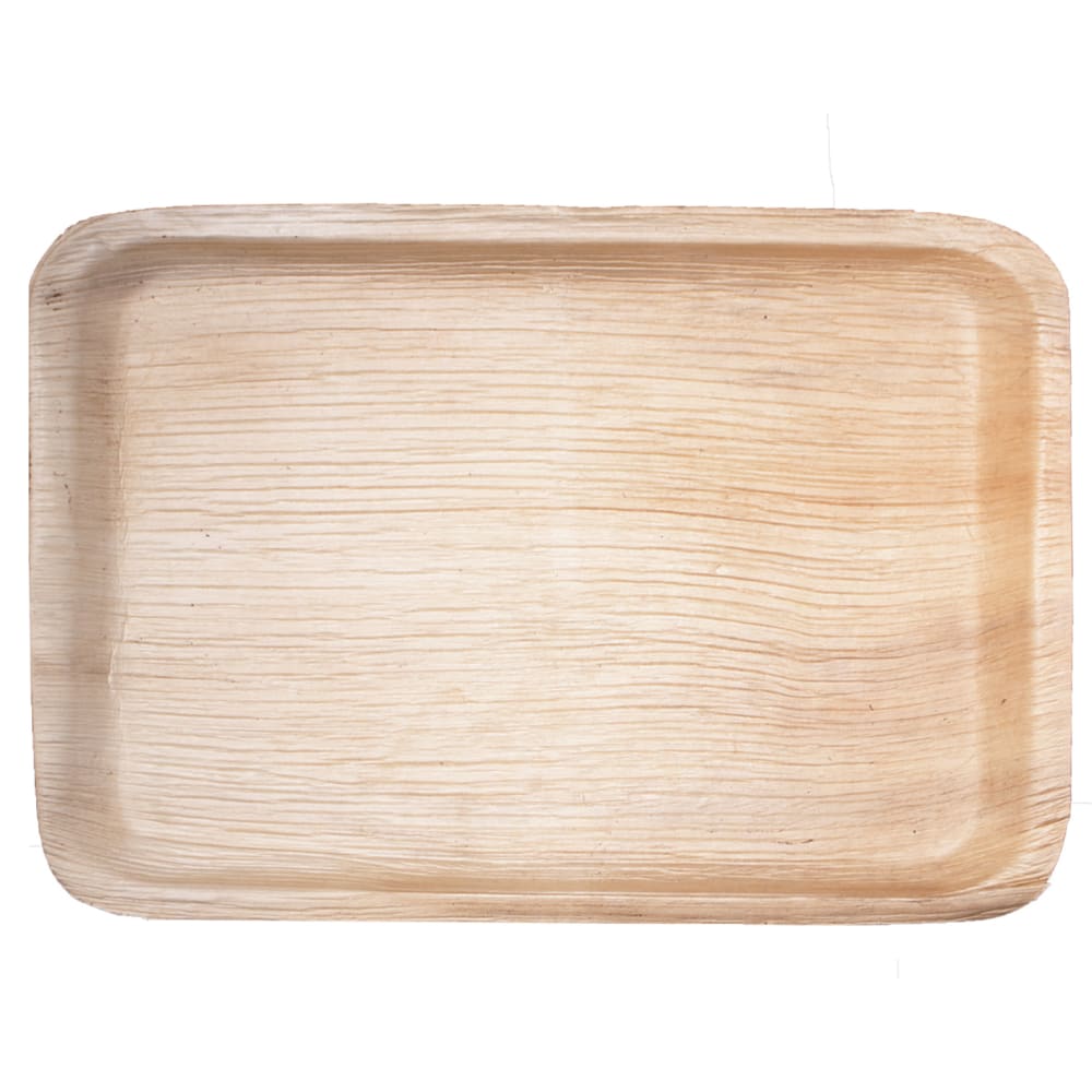 524-010040T Disposable Serving Tray - 10" x 15 1/2", Palm Leaf