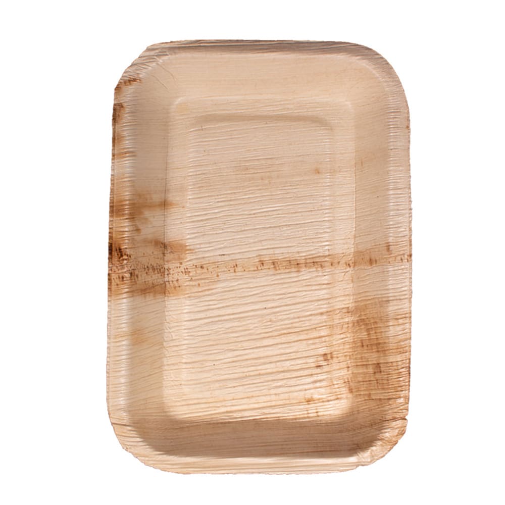 524-012212B Disposable Serving Tray - 4 1/2" x 6", Palm Leaf