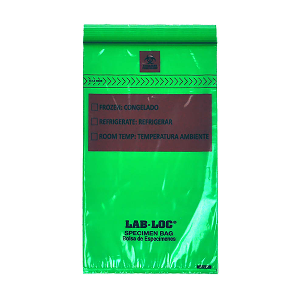 909-LABZ69GR Lab-Loc® Specimen Bags w/ Removable Biohazard Symbol - 6" x 9", Polyethyle...