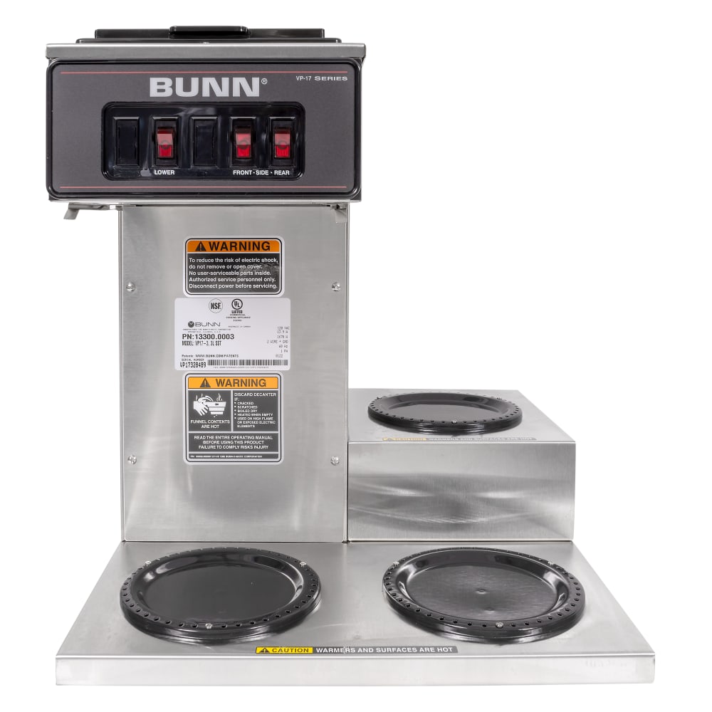 Bunn 13300.0003 VP17-3 Low Profile Pourover Coffee Brewer with 3 Warme