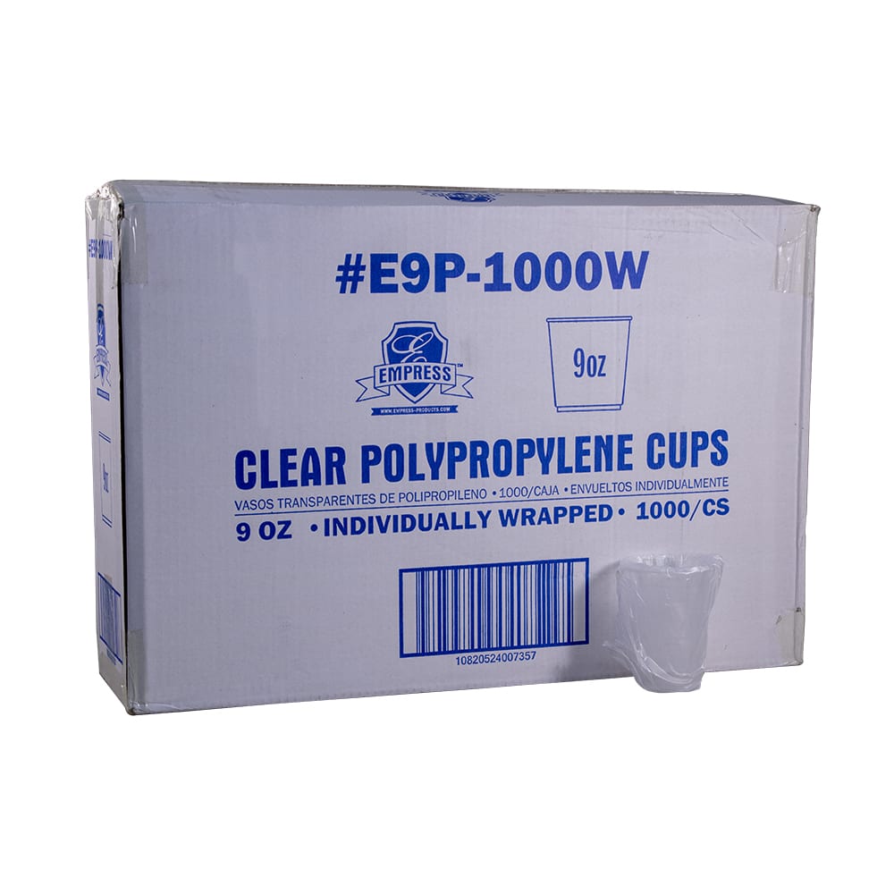まる pt1/4ozトップ9.8g Empress 9 oz Wrapped Cup - Polypropylene, Clear (E9P-1000W (51192))