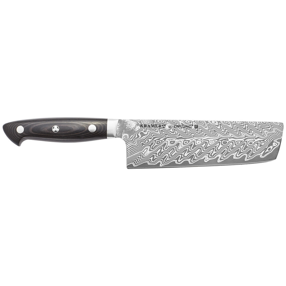 901-34892173 6 1/2" Nakiri Knife w/ Black Linen Micarta Handle, Carbide Stainless Steel