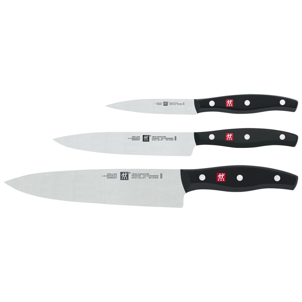 901-30720000 3 Piece Starter Knife Set - High Carbon Stainless Steel, Black Plastic Handle