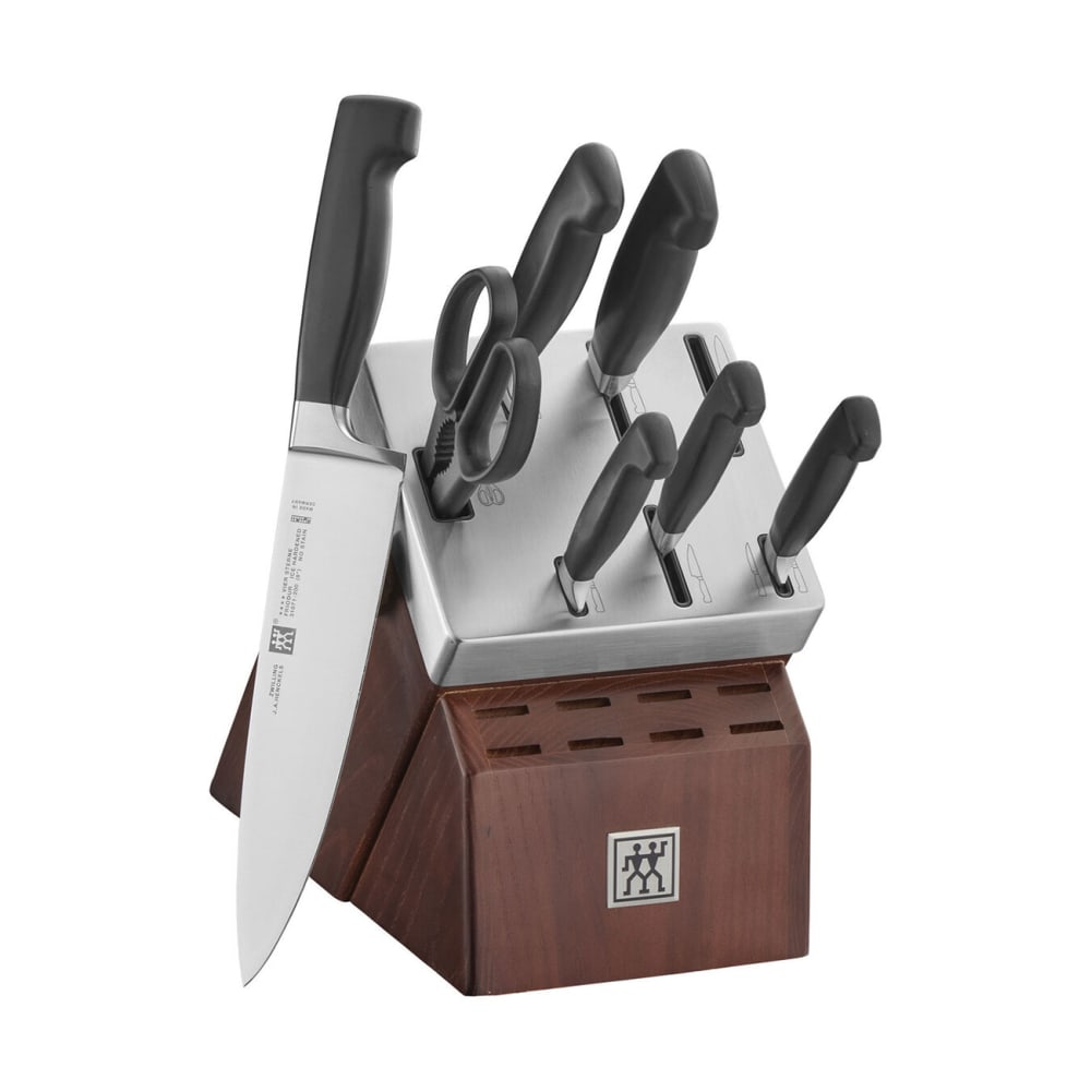 901-35127001 Four Star 8 Piece Knife Set w/ Self Sharpening Walnut Block
