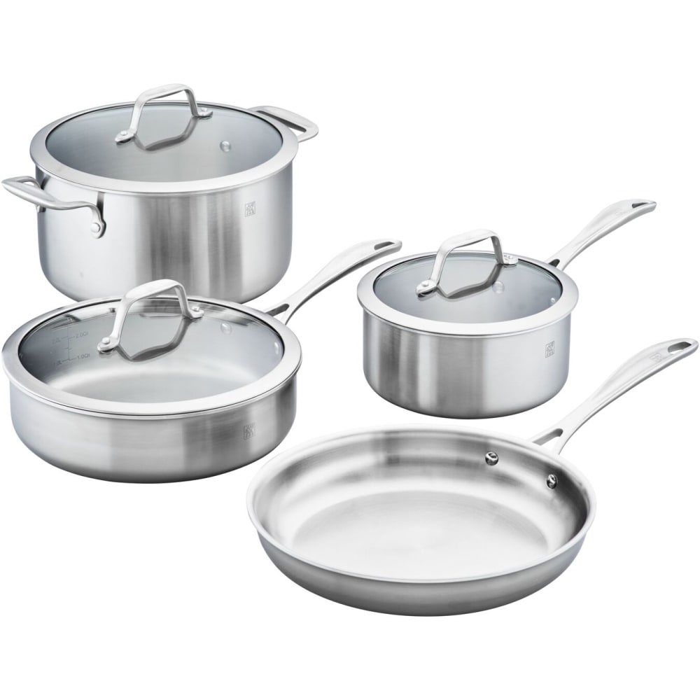 901-64090000 7 Piece Cookware Set w/ Glass Lids, 3 Ply Stainless w/ Aluminum Core