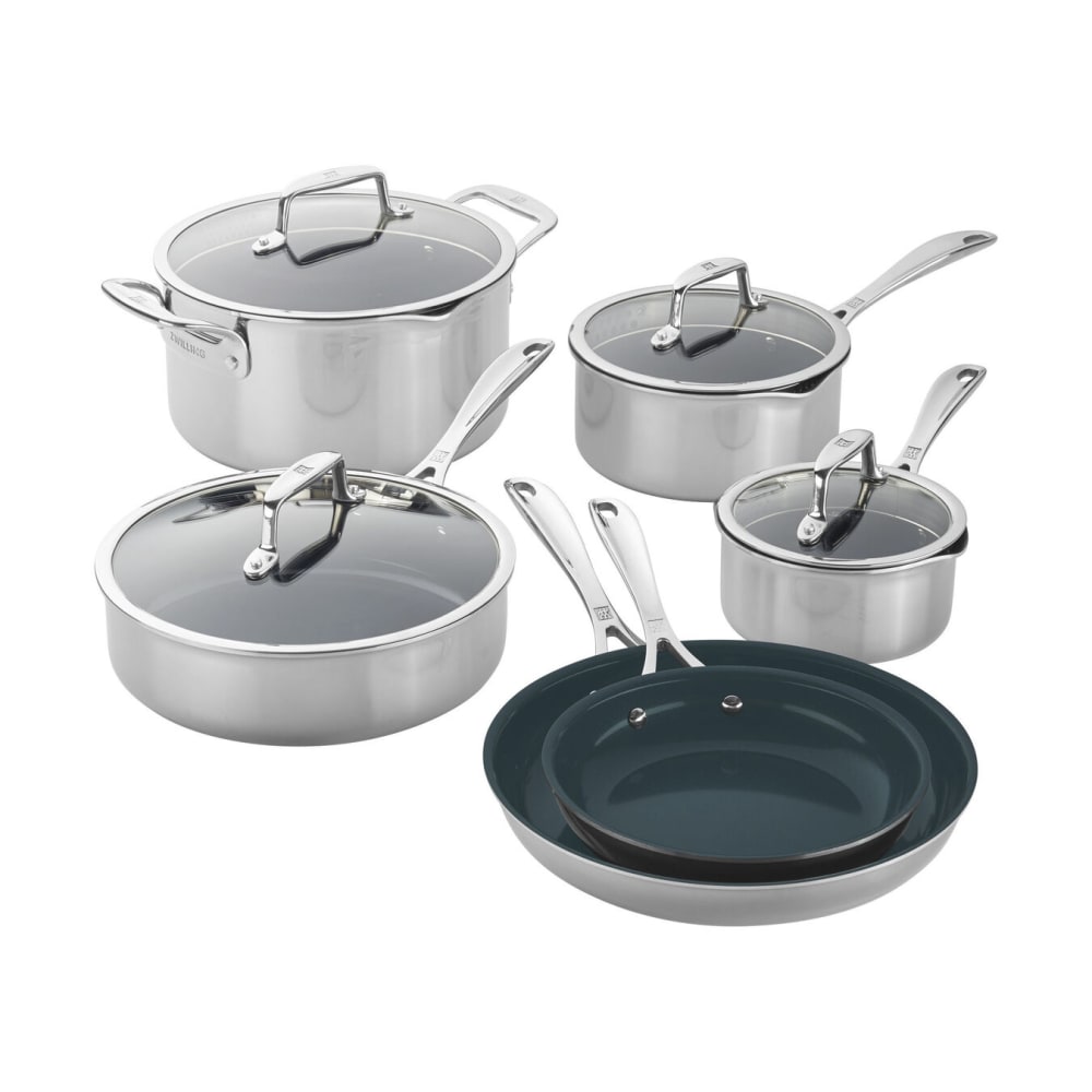 901-66730010 10 Piece Cookware Set w/ Glass Lids, Nonstick Stainless w/ Aluminum Core