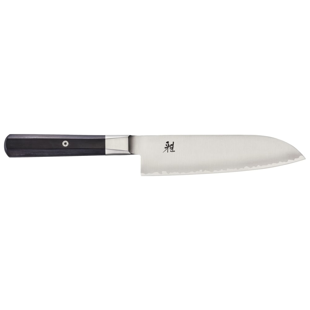 902-33957183 7" Santoku Knife w/ Brown Pakkawood Handle, Carbide Stainless Steel