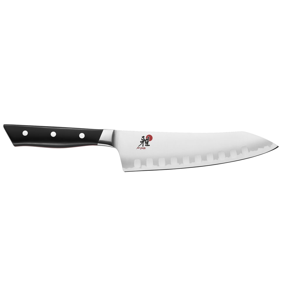 902-34018183 7" Rocking Santoku Knife w/ Black Plastic Handle, Carbide Stainless Steel