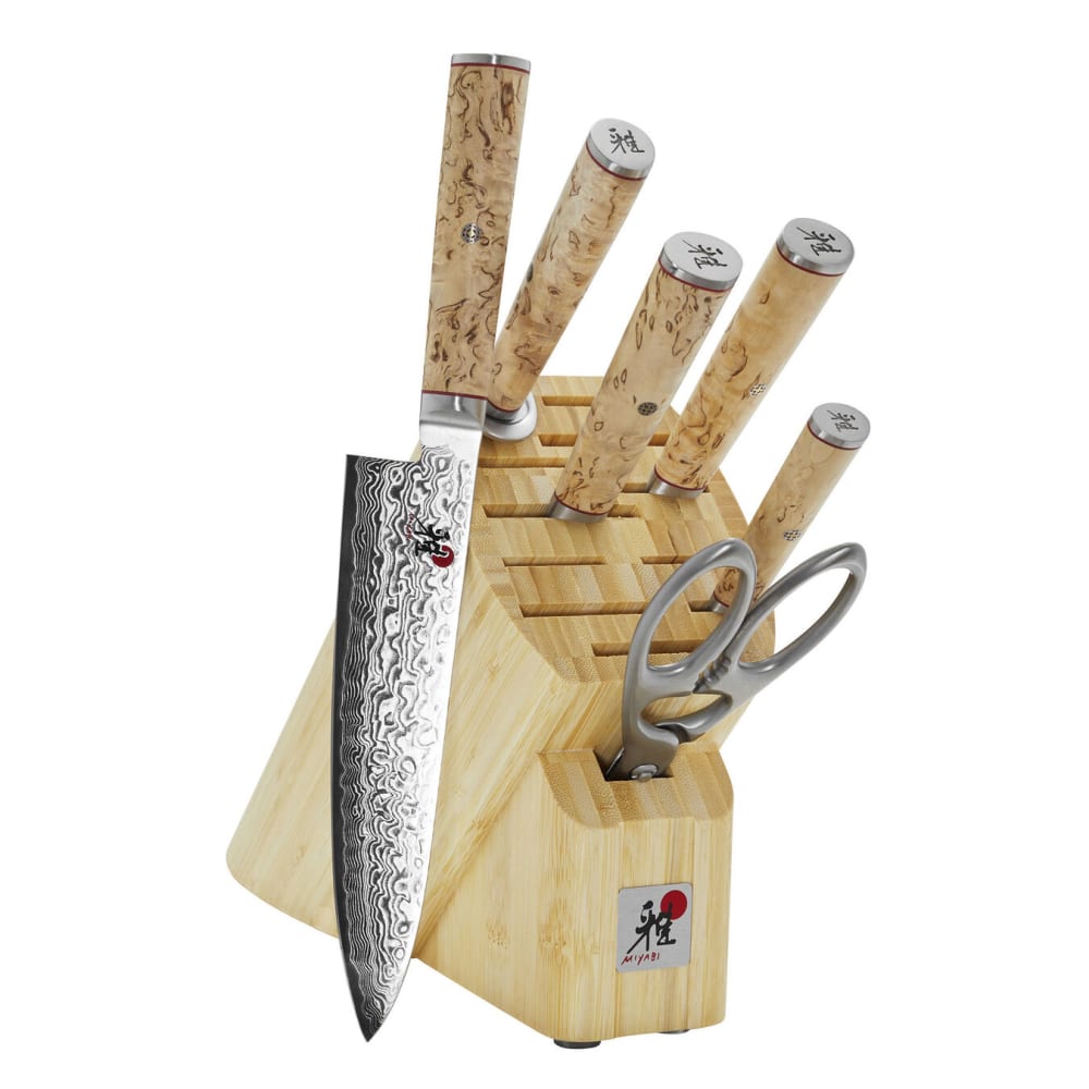 902-34370007 Birchwood 7 Piece Knife Set w/ Bamboo Block
