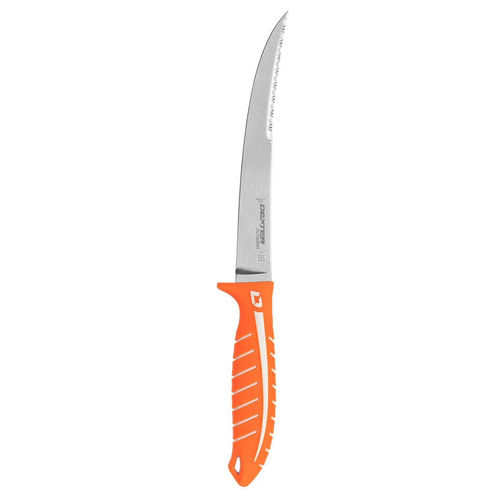 Dexter Russell 24912 8" Dual Edge Flexible Fillet Knife w/ Orange Silicone Handle, High Carbon Steel
