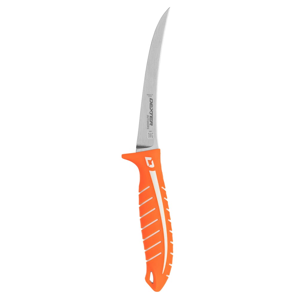 Dexter Russell 24910 6" Flexible Fillet Knife w/ Orange Silicone Handle, High Carbon Steel