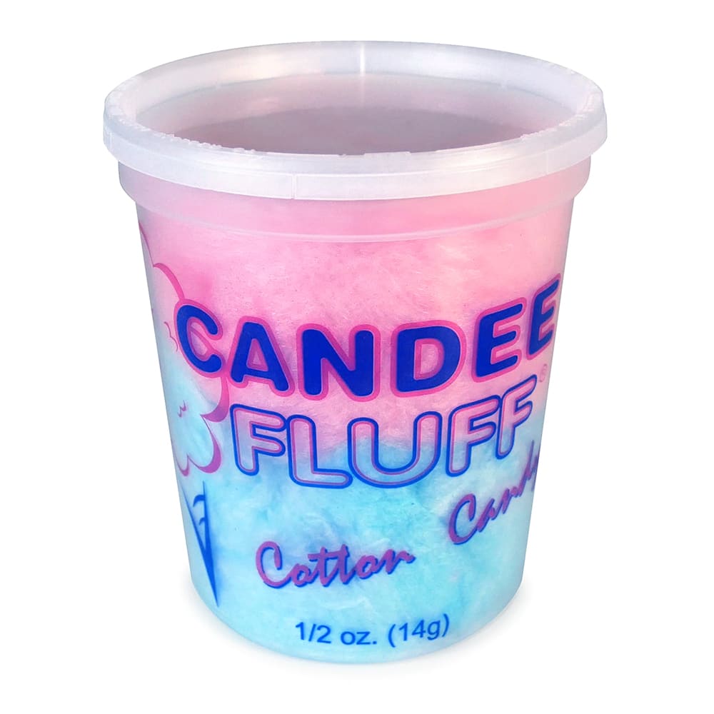 231-3049REV 1/2 oz Pre Packaged Candee Fluff® Cotton Candy, Pink/Blue