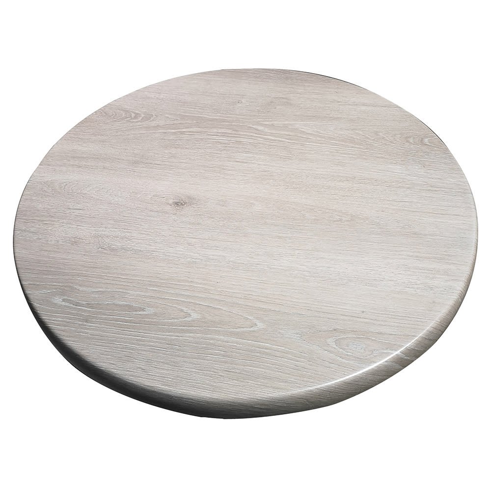 336-ATSATO36212 35 1/2" Round Laminate Table Top - Indoor/Outdoor, Gray Oak