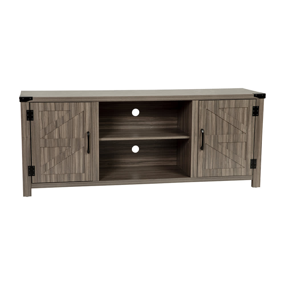 916-GCMBLK67GYGG 59" TV Stand w/ Storage, Gray Oak Wood Grain