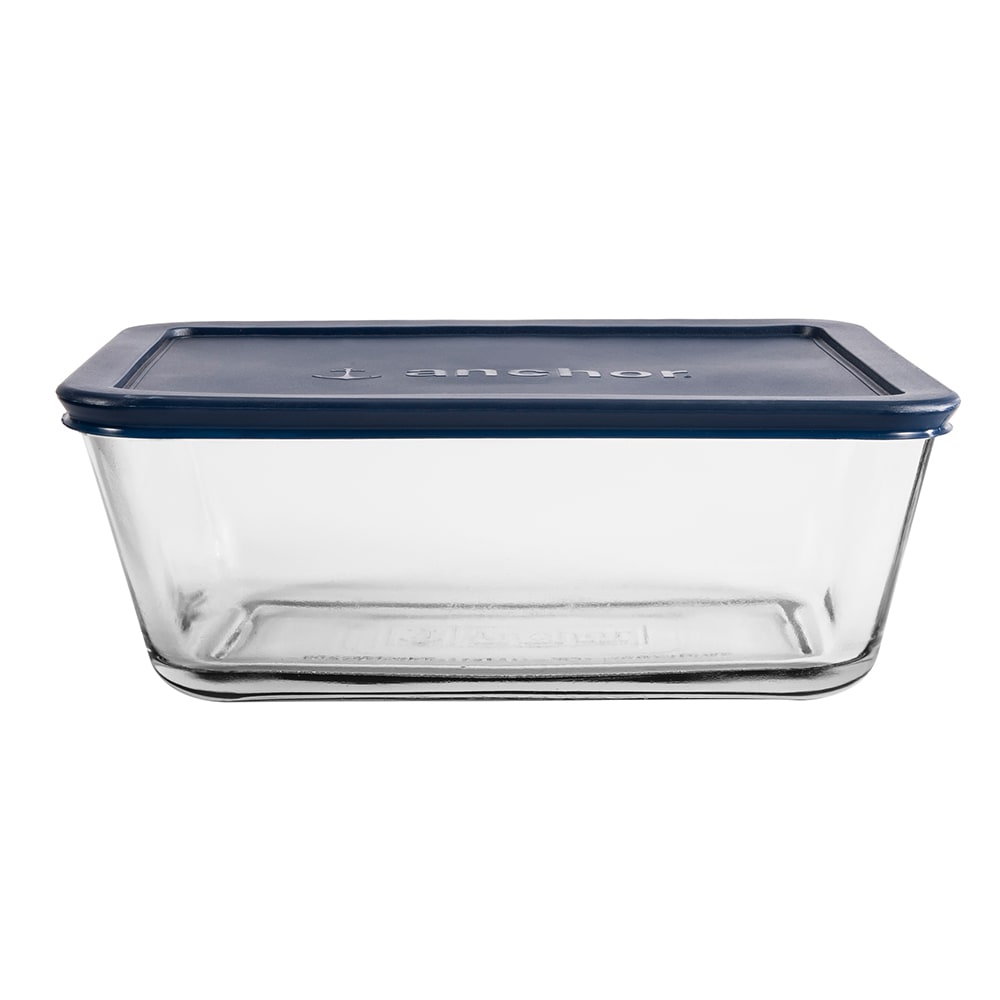 075-85912L20 4 3/4 cup Rectangular Food Storage Glass w/ Blue Lid
