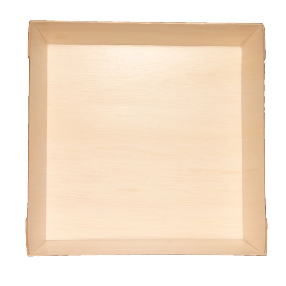 524-TGSE5X5 Disposable Serving Tray w/ Fixed Sides - 5" x 5", Balsa Wood/Rice Paper