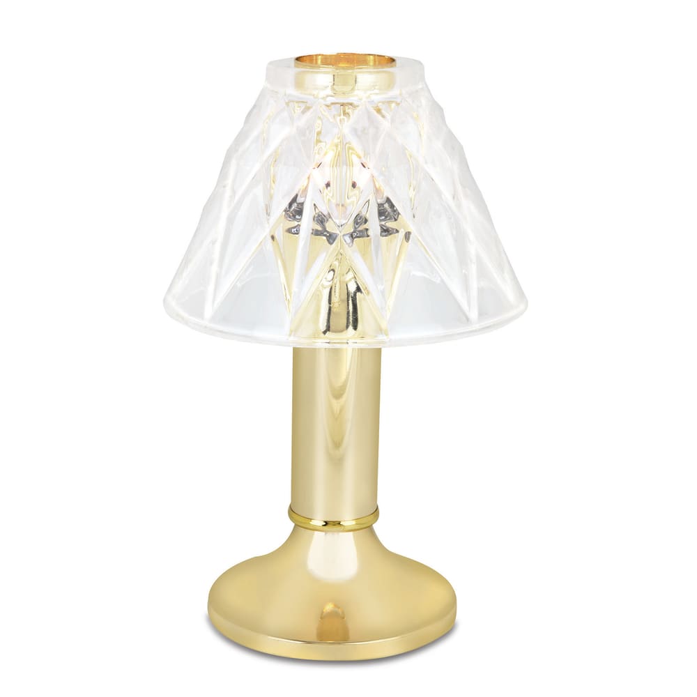 Sterno 80482 Paige Candle Lamp - 4 3/8"D x 10"H, Adeline Shade/Polished Brass Base