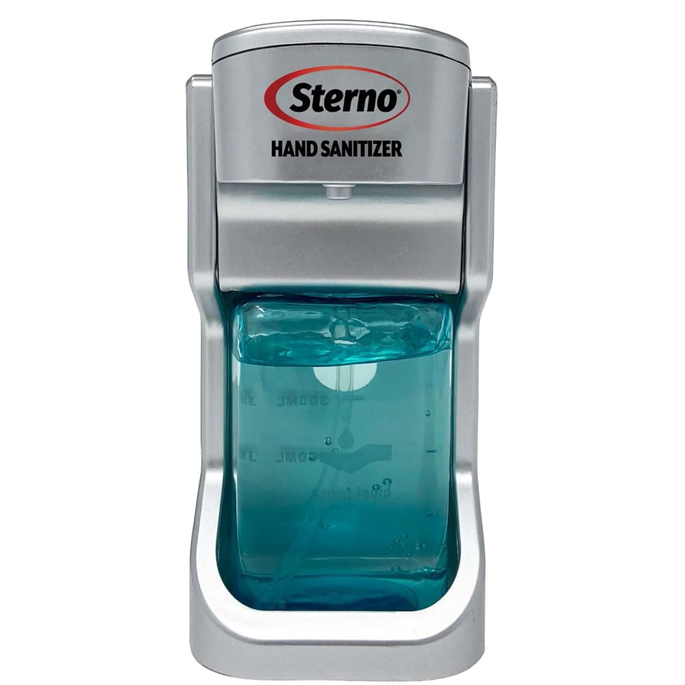 Sterno 70432 500 mL Tabletop Automatic Gel Hand Sanitizer Dispenser - Plastic, Silver