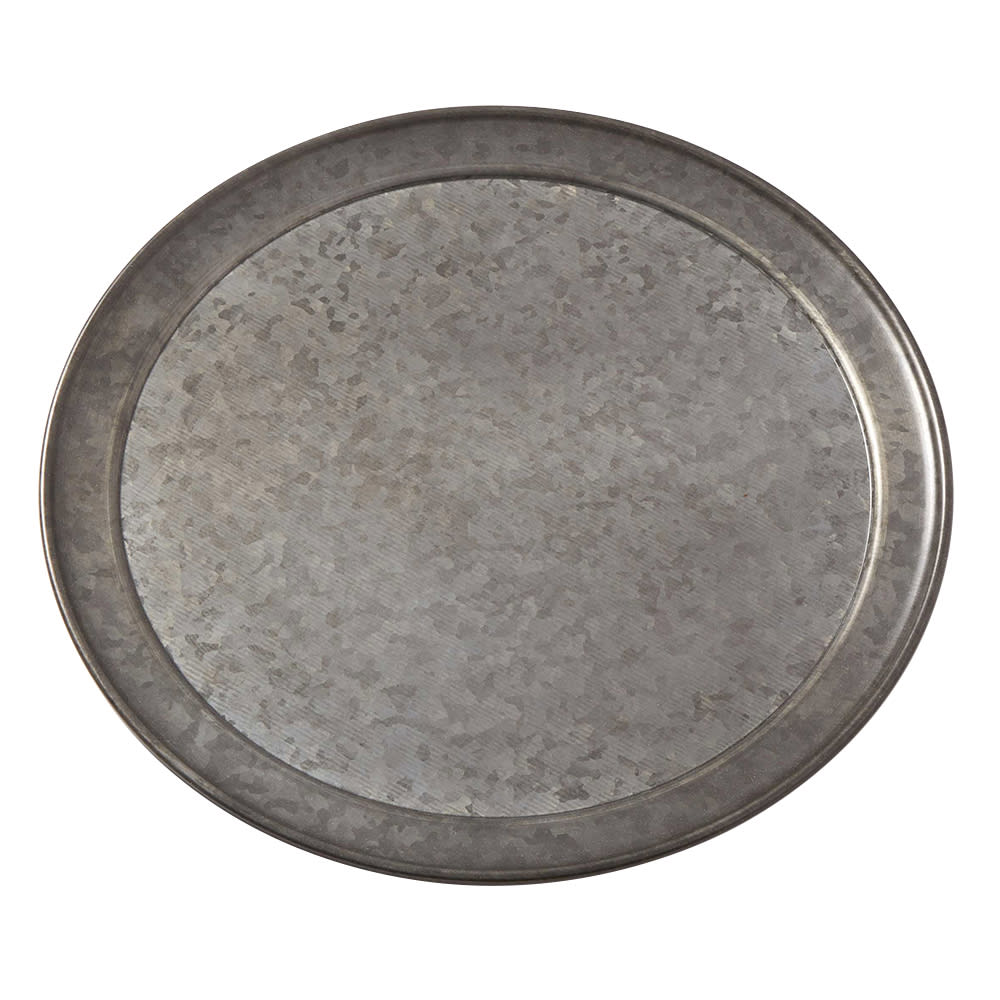 166-GTP10 10" Round Serving Tray - Galvanized w/ Onyx Finish