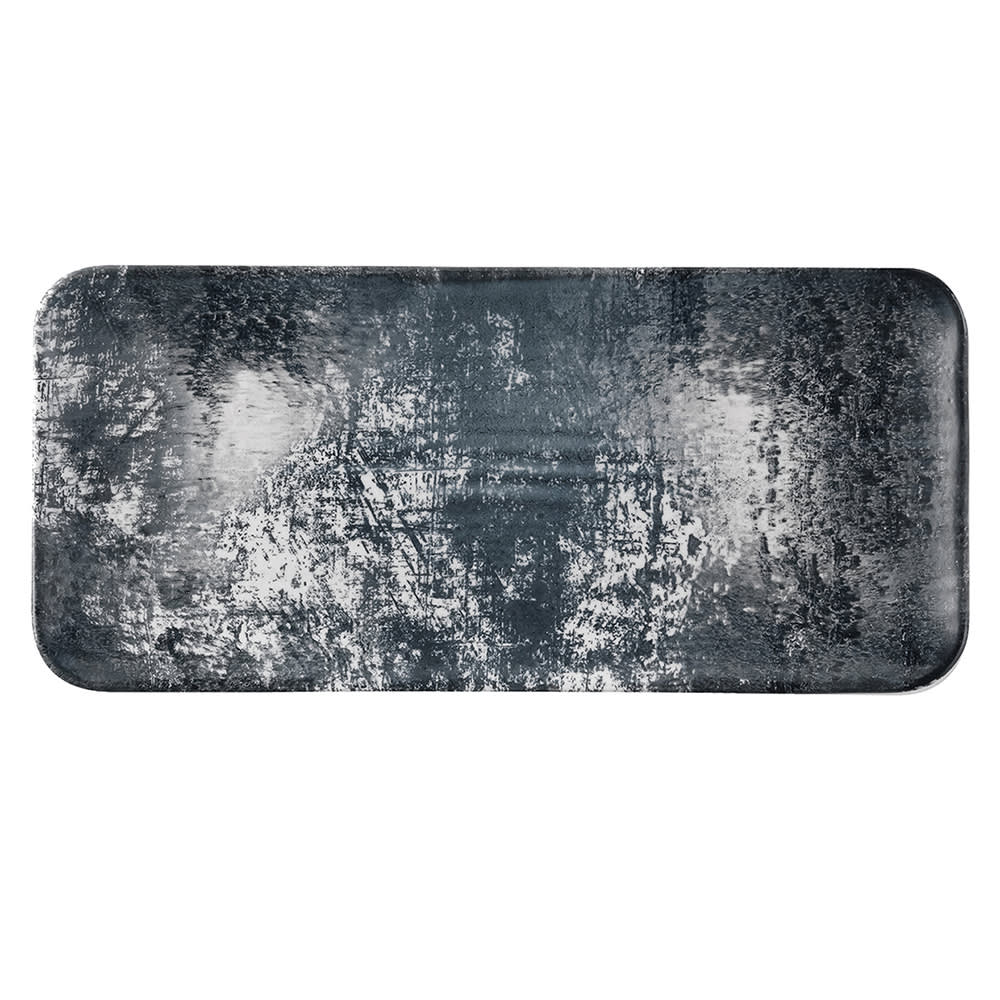 450-FN562 Rectangular Maker's Urban Plate - 13 5/8" x 6 1/4", Ceramic, Lamp Black