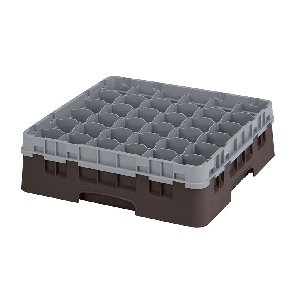 144-36S418167 Camrack® Glass Rack w/ 36 Compartments - 1 Soft Gray Extender, Brown