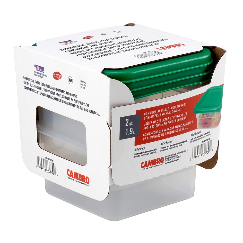 144-2SFSPPSW3190 2 qt Square Food Storage Container - CamSquare®, Plastic, Translucent