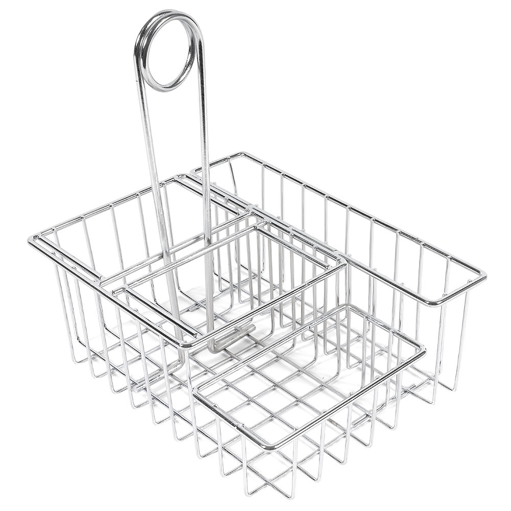 284-421696 4 Compartment Rectangular Condiment Caddy - Chrome