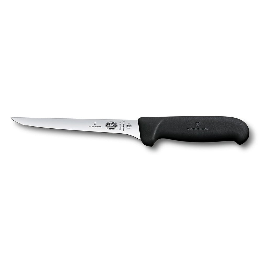 Victorinox - Swiss Army 5.6413.15-X6 Flexible Boning Knife w/ 6" Blade, Black Fibrox® Nylon Handle