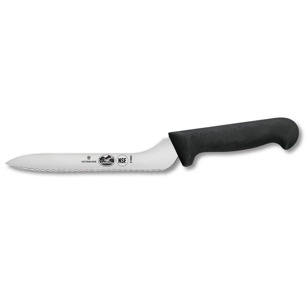 Victorinox - Swiss Army 7.6058.21 Wavy Offset Sandwich Knife w/ 7 1/2" Blade, Black Polypropylene Handle