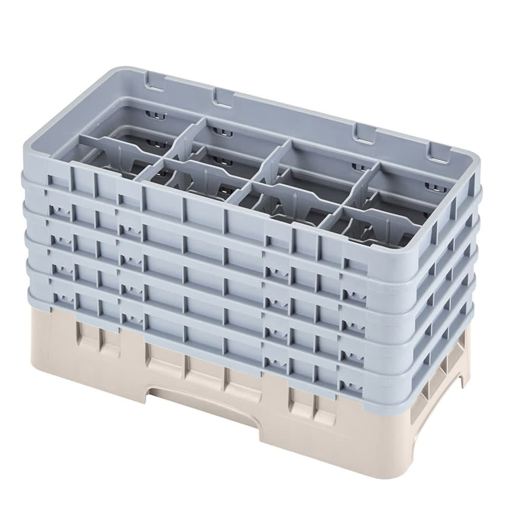 144-9S958184 Camrack® Glass Rack w/ 9 Compartments - 5 Gray Extenders, Beige