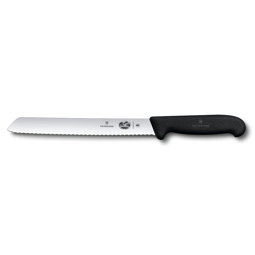 Victorinox - Swiss Army 5.2533.21-X8 Wavy Bread Knife w/ 8" Blade, Black Fibrox® Nylon Handle