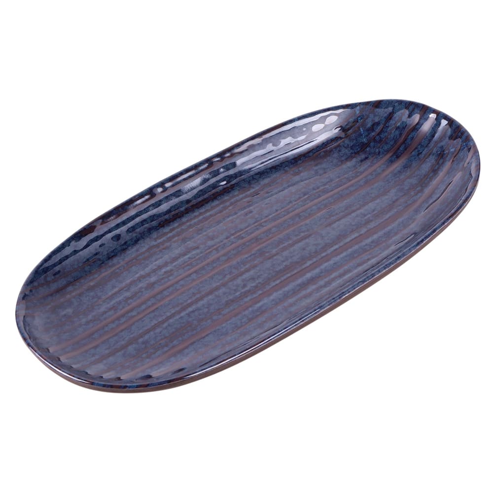 701-B396110SDB Oval Plastic Dinner Plate - 11" x 5 1/4", Stardust Blue
