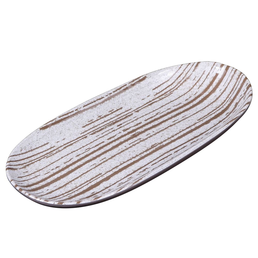701-B396110SDW Oval Plastic Dinner Plate - 11" x 5 1/4", Stardust White